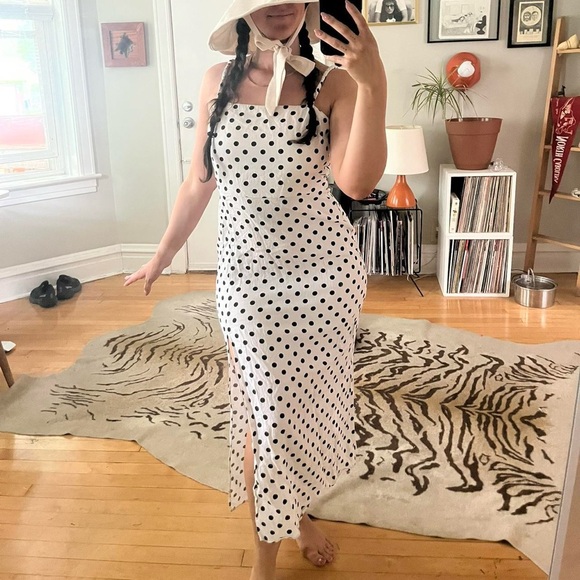 Zara Black and White Polka Dot Maxi Dress - Picture 1 of 8